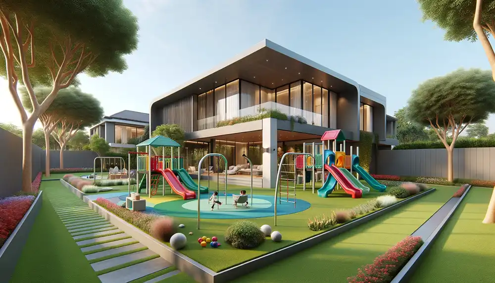 محوطه بازی کودکان در باغ ویلا 1000 متری