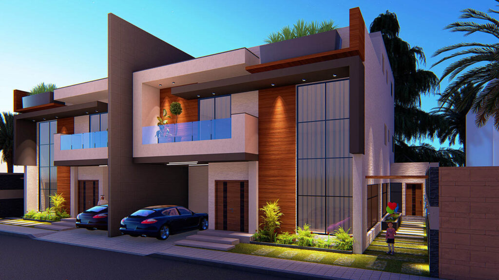 طراحی نمای ویلا دوبلکس